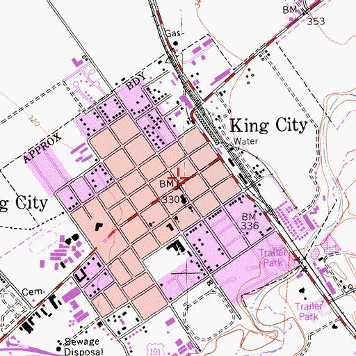 Topographic Map of King City Chamber of Commerce, CA