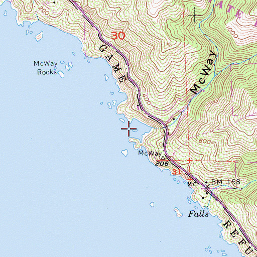 Topographic Map of McWay Cove, CA