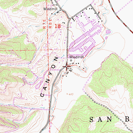 Topographic Map of Pine Canyon Mobile Estates, CA
