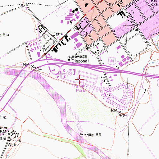 Topographic Map of Rio Plaza Mobile Home Park, CA