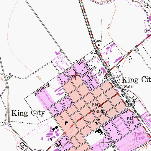 Topographic Map of Saint Johns Catholic Church, CA