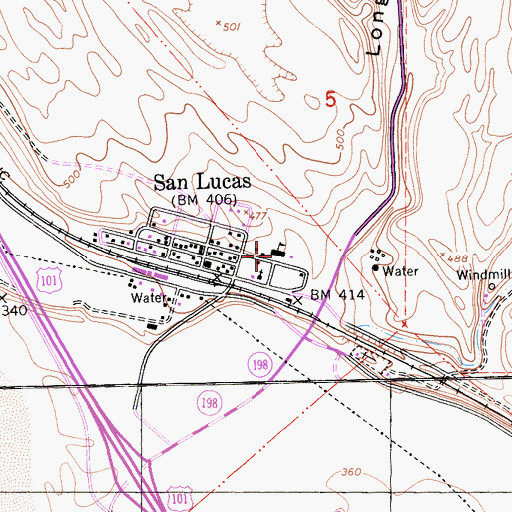 Topographic Map of San Lucas Elementary School, CA