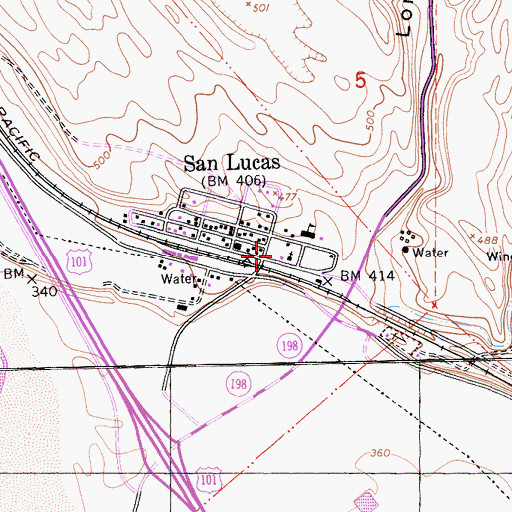 Topographic Map of San Lucas Post Office, CA