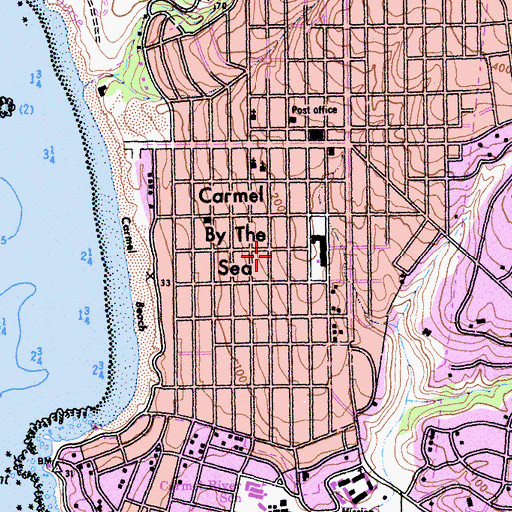 Topographic Map of All Saints Episcopal Church, CA