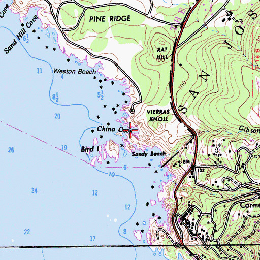 Topographic Map of Bird Island Trail, CA