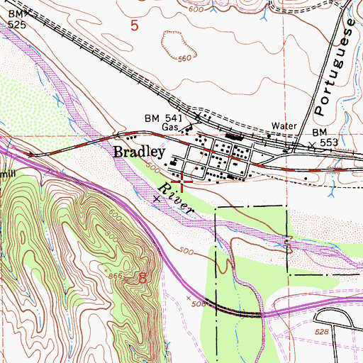 Topographic Map of Bradley Branch Monterey County Free Libraries, CA