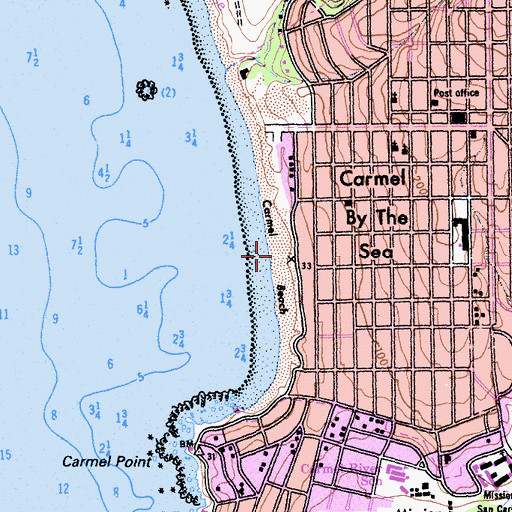 Topographic Map of Carmel Beach City Park, CA