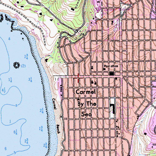 Topographic Map of Carmel City Hall, CA