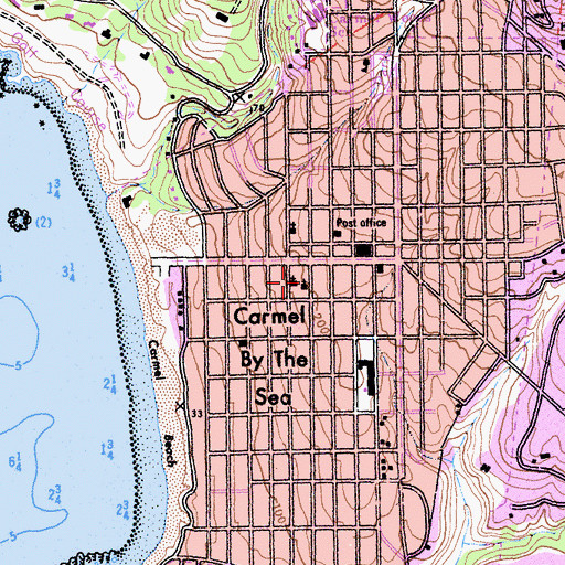 Topographic Map of Carmel Community Church (historical), CA