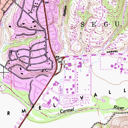 Topographic Map of Carmel Rancho Shopping Center, CA