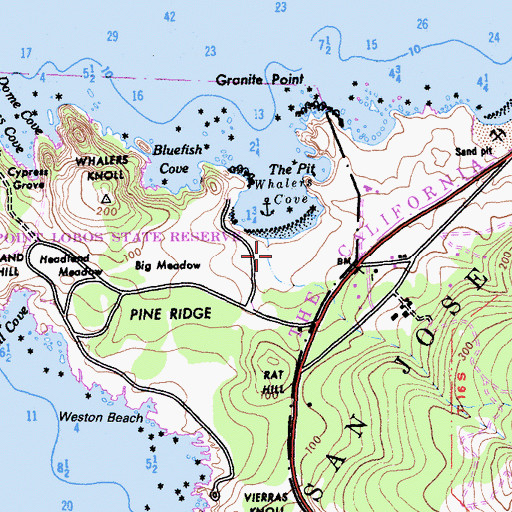 Topographic Map of Carmelo Meadow, CA