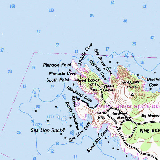 Topographic Map of Cypress Grove Trail, CA