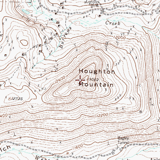Topographic Map of Houghton Mountain, CO