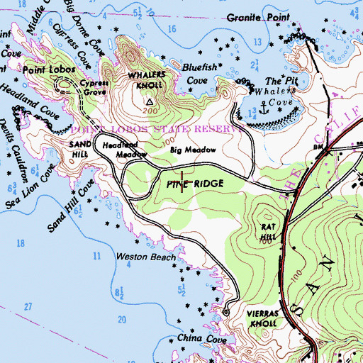 Topographic Map of Lace Lichen Trail, CA