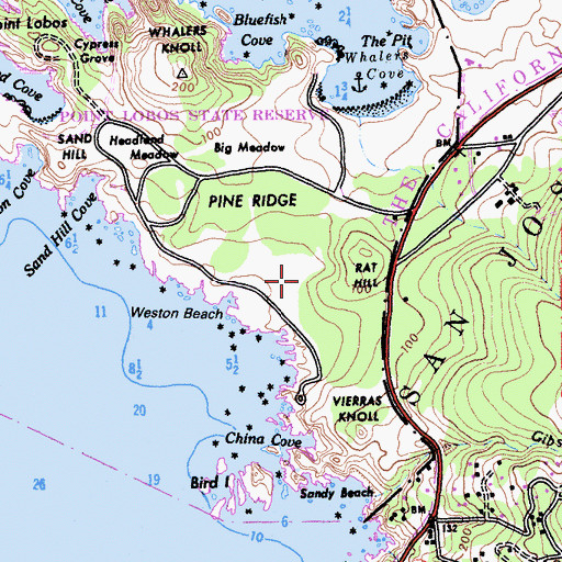 Topographic Map of Mound Meadow Trail, CA
