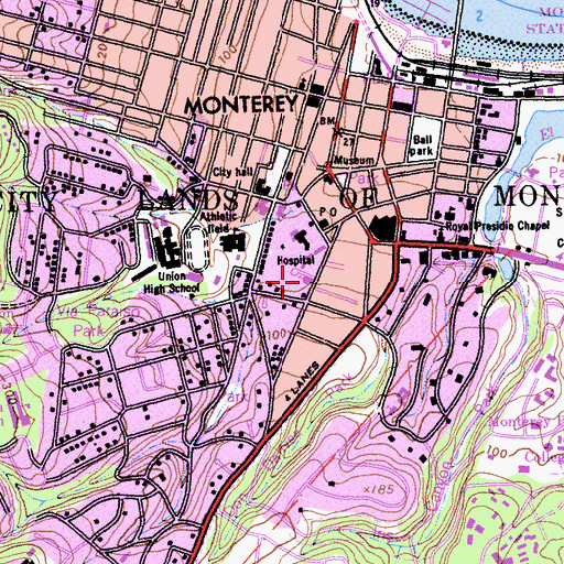 Topographic Map of Bethlehem Lutheran Church of Monterey, CA