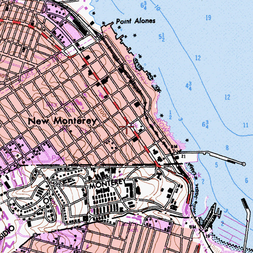 Topographic Map of Cannery Row Park Plaza, CA