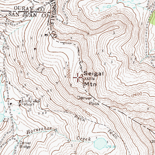 Topographic Map of Seigal Mountain, CO