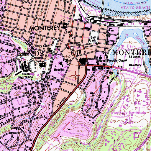 Topographic Map of First Church of Christ Scientist, CA