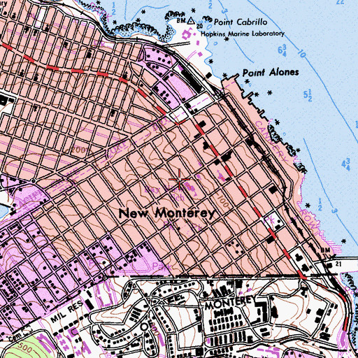 Topographic Map of Full Gospel Monterey Church, CA