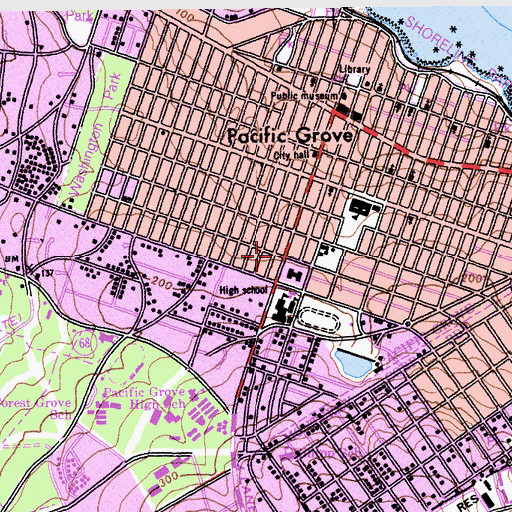 Topographic Map of Peninsula Presbyterian Church, CA