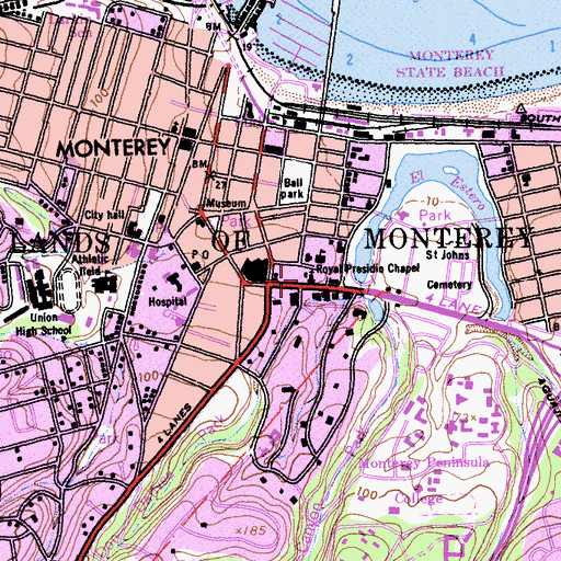 Topographic Map of San Carlos Elementary School, CA
