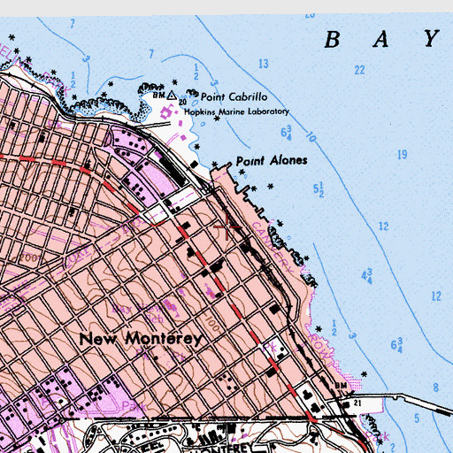 Topographic Map of The Spirit of Monterey Wax Museum, CA