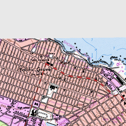 Topographic Map of Christian Church of Pacific Grove, CA