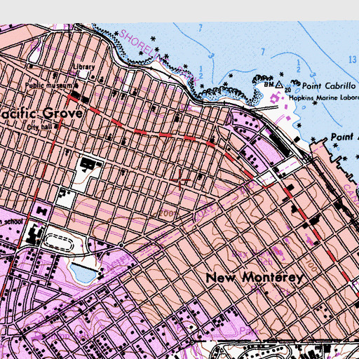 Topographic Map of First Baptist Church, CA