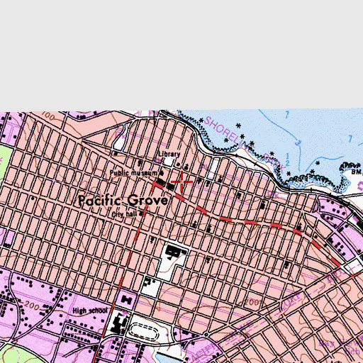 Topographic Map of Mayflower Presbyterian Church, CA