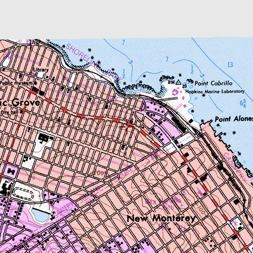 Topographic Map of Pacific Grove Convalescent Hospital, CA