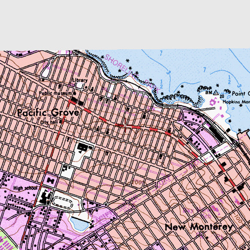 Topographic Map of Saint Angela Catholic Church, CA