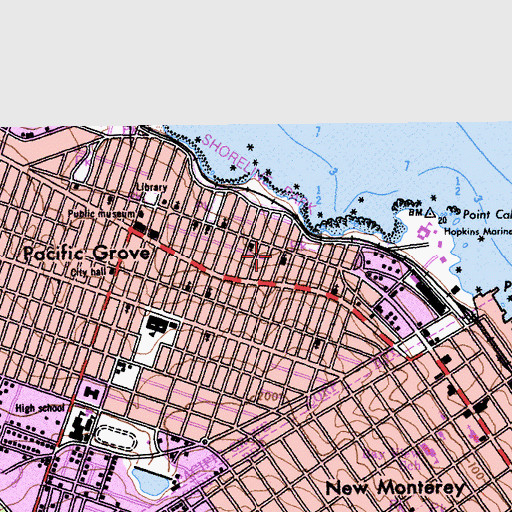 Topographic Map of Saint Angelas School, CA