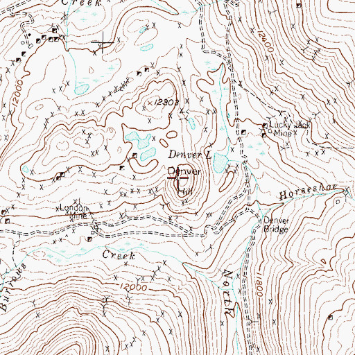 Topographic Map of Denver Hill, CO
