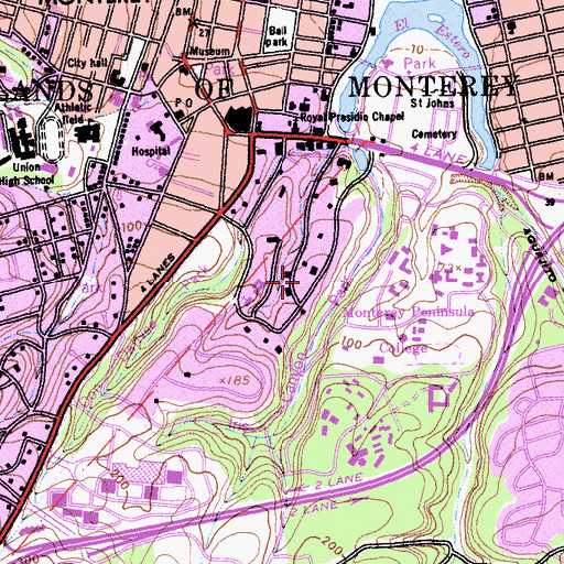 Topographic Map of Casa de Doud, CA