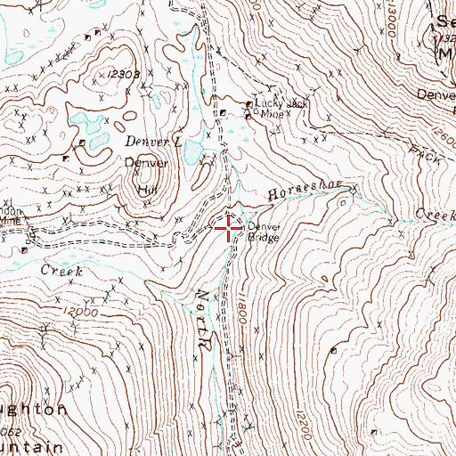 Topographic Map of Denver Bridge, CO