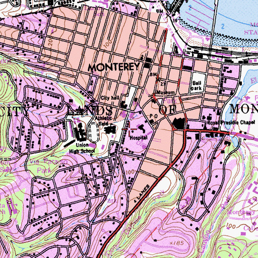 Topographic Map of Community Hospital of Monterey, CA