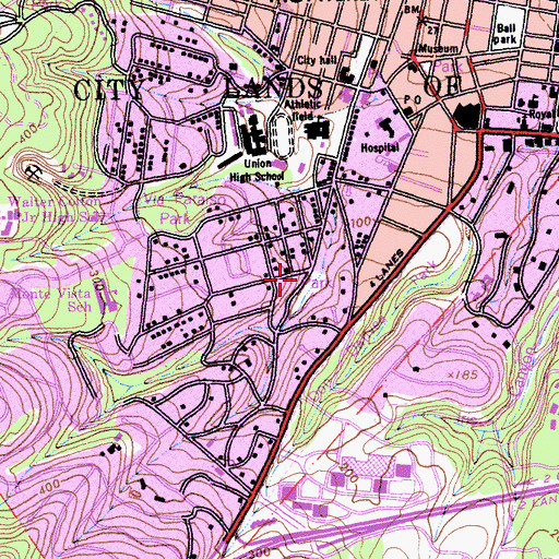Topographic Map of Congregation Bnai Torah, CA