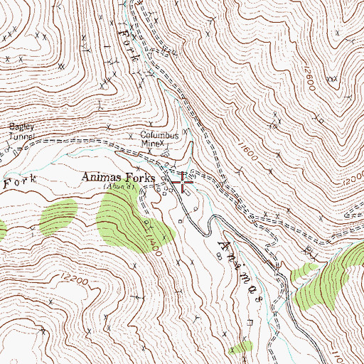 Topographic Map of North Fork Animas River, CO