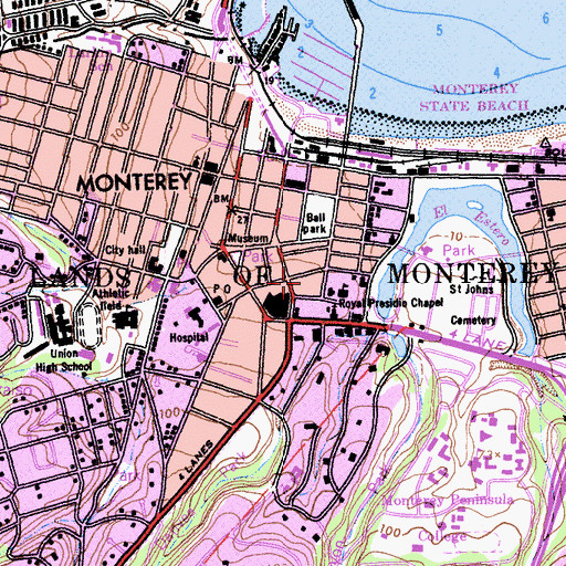 Topographic Map of Monterey College of Law, CA