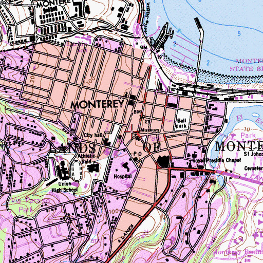 Topographic Map of Monterey Peninsula Museum of Art Library, CA
