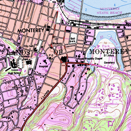 Topographic Map of Priscilla Fairfield Bok Library, CA