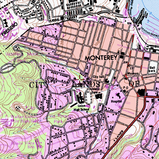 Topographic Map of Unity Church of Monterey, CA