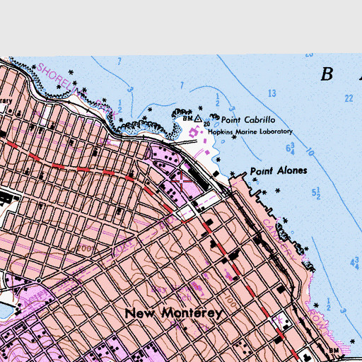Topographic Map of American Tin Cannery Outlet Center Shopping Center, CA