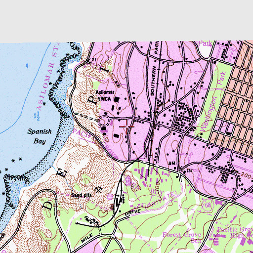 Topographic Map of Asilomar Conference Grounds, CA