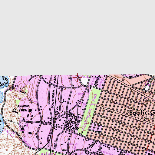 Topographic Map of Pacific Grove Ball Park, CA