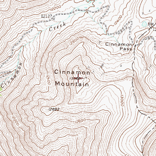 Topographic Map of Cinnamon Mountain, CO