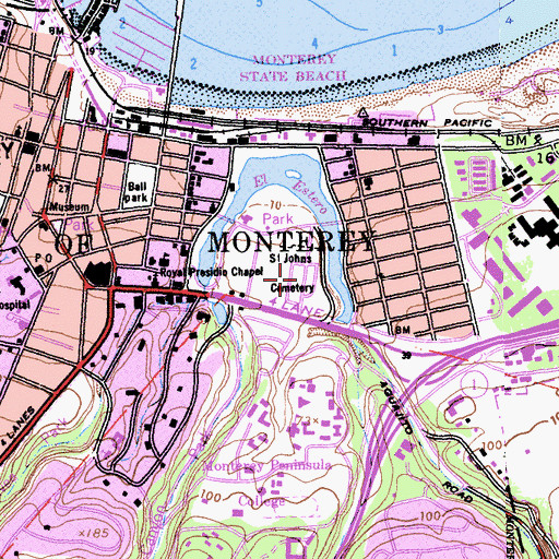 Topographic Map of El Encinal Cemetery, CA