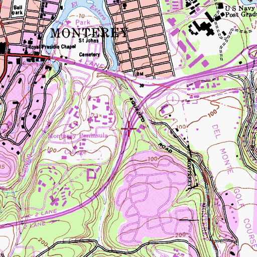 Topographic Map of Monterey County Courthouse and Government Center, CA
