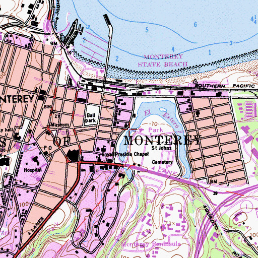 Topographic Map of Monterey Youth Center, CA